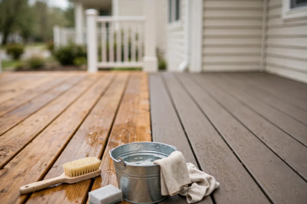Illustrative image for deck maintenance: wood and composite care